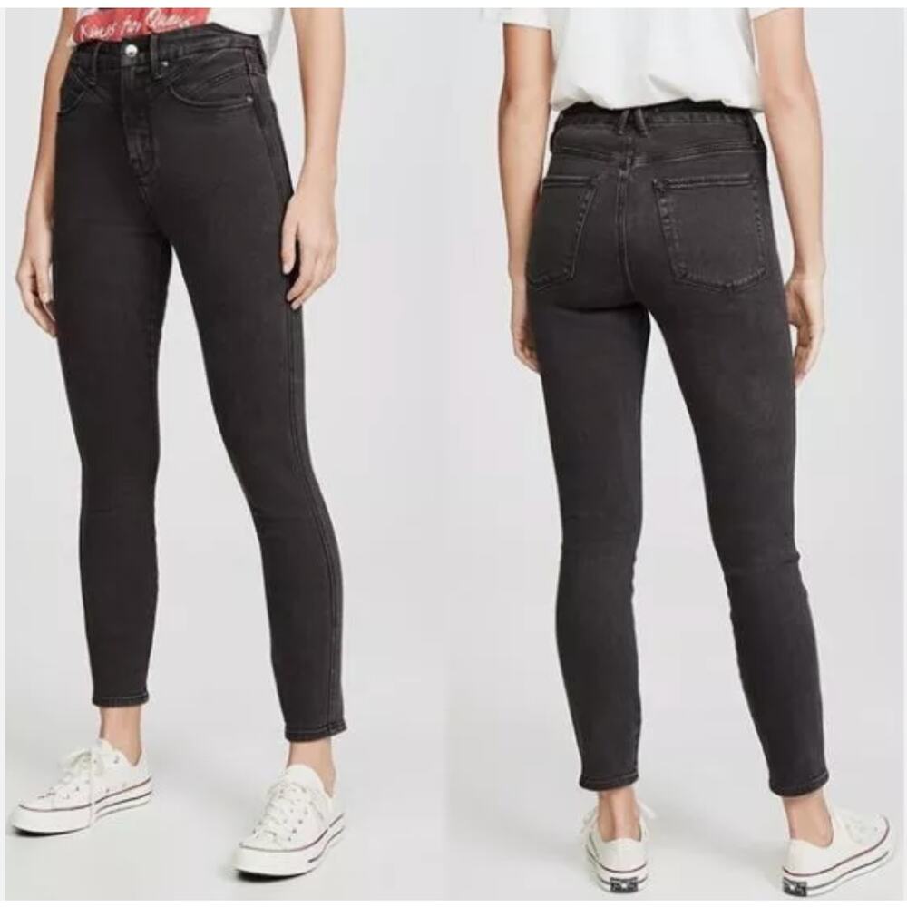 NEW GOOD AMERICAN Good Curve Yoke Skinny Jeans High Waist Black Women's 6